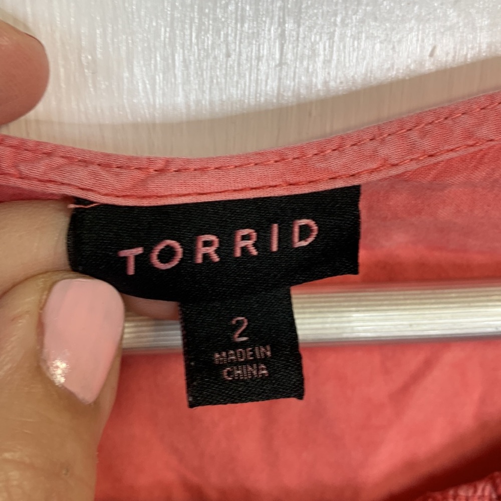 Torrid Challis Smocked Detail Flutter Short Sleev… - image 7